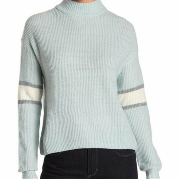 NEW John & Jenn Blue Mock Neck Sweater - Picture 1 of 5